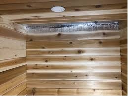 interior paneling and benches sauna