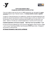 ymca financial istance letter sle