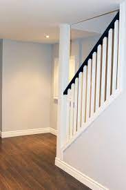 White Basement Staircase With Black