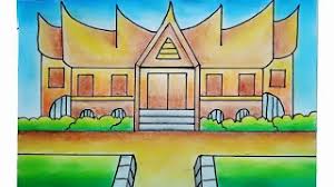 Mari cari tahu lebih banyak tentang warisan nusantara. Cara Menggambar Dan Mewarnai Rumah Adat Gadang Belajar Menggambar Rumah Adat Minagkabau Sumatra Youtube
