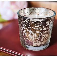 Alchemade Clear Vanilla Scented Speckled Silver Votive Candle And Holder With Silver Metallic Design Glass Wax