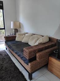 wooden rattan sofa couch move out
