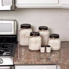Set of 2 vintage kitchen canisters; Ceramic Farmhouse Mason Jar Canister Set Set Of 4 Overstock 10187328