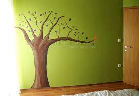 bedroom tree painting on wall