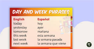 week phrases in spanish and english