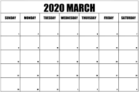March 2020 Calendar Printable Template With Holidays