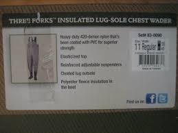New Cabelas Three Forks Insulated Lug Sole Chest Waders Mens Size 11 Regular