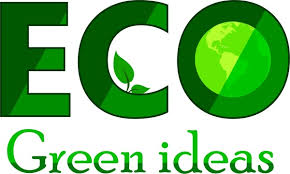 Eco Logo Idea Green Words And Globle Icons Free Vector In