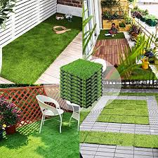 interlocking artificial grass tiles