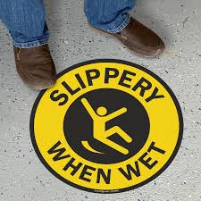 slippery when wet adhesive floor sign