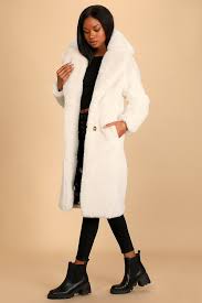 Lulus Cream Faux Fur Coat Collared