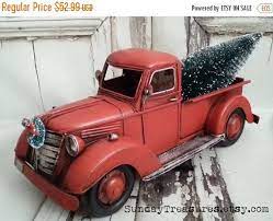 Red metal truck planter, christmas truck, patriotic truck, farmhouse truck decor, vintage red pickup truck, farm truck. Vintage Metal Red Truck With Christmas Tree Santa Driving Etsy Red Truck Red Truck Christmas Red Truck Decor