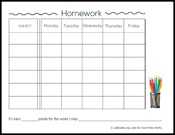 Free Weekly Homework Chart Intermediate Homework Chart