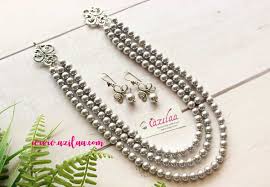 grey pearl necklace earrings