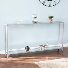 Silver Rectangle Glass Console Table