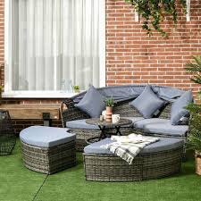 Gray Rattan Patio Conversation Set