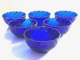 6 Duralex Cobalt Blue Glass Rivage