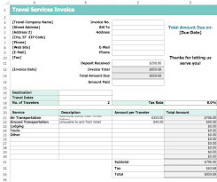 travel service invoice excel template