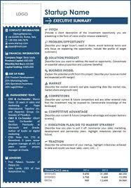 Executive Summary Template For Startup A One Page With All