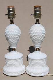 Vintage Hobnail Milk Glass Lamps 1950s