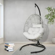 This chair is upholstered in a woven polyester to handle all life throws its way. Ulax Furniture Outdoor Patio Wicker Hanging Basket Swing Chair Tear Drop Egg Chair With Cushion And Stand Beige Walmart Com Walmart Com