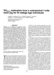 Pdf Vo2 Max Estimation From A Submaximal 1 Mile Track Jog
