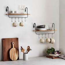 Floating Wall Shelves For Kitchen Bathroom Coffee Nook With 10 Adjustable Hooks For Mugs Cooking Utensils Or Towel