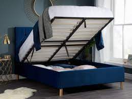 Double Blue Fabric Ottoman Bed Frame