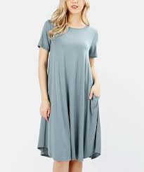 Javascript enables you to fully navigate and make a purchase on our site. Zenana Blue Gray Short Sleeve Pocket Swing Dress Plus Best Price And Reviews Zulily