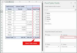 fixed pivot table grand total column