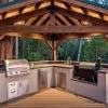You can construct basic bases and cabinetry for an outdoor kitchen on your own. 1