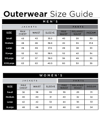 Outerwear Sizing Chart