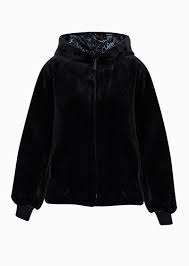 Emporio Armani Faux Fur Reversible Blouson With Hood And Zip 100 Polyester Black Size 36