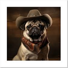 Cowboy Dog Pug Cowboy Dog Posters