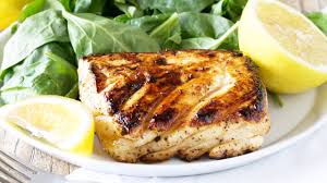 grilled halibut with honey and lemon