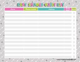 Keep a record of the wedding gifts you receive. Free Printable Baby Shower Guest List Terat