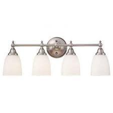 Huge selection of designer vanity lighting with free and fast shipping. Sea Gull Lighting Finitude 4 Light Antique Brushed Nickel Vanity Fixture 44618 965 The Home Depot Contemporary Bathroom Lighting Sea Gull Lighting Vanity Lighting