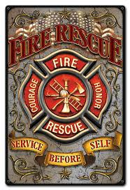 Fire Rescue Firefighter Patriotic Art