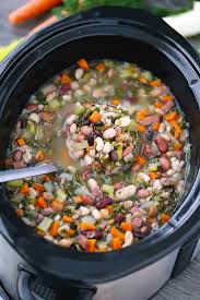 slow cooker 15 bean soup with ham and