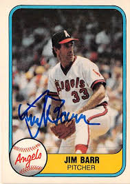 Jim Barr autographed baseball card (California Angels) 1981 Fleer #287