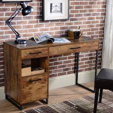 Made with solid wood and durable metal framing for the demands of everyday use. Rustic Wood Computer Desk W Drawers N A
