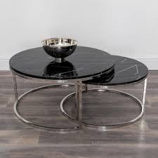 Real Black Marble Coffee Table Nest