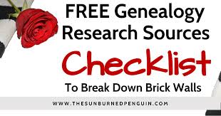 Genealogy Sources Checklist The Sunburned Penguin