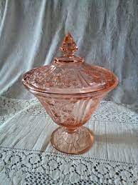 Pink Depression Glass Candy Dish With