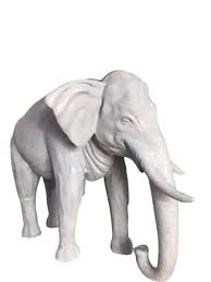 Fiber White Color Elephant Statue For
