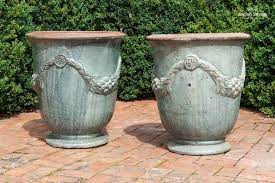 large glazed sage terracotta pots with