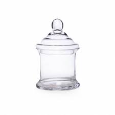 Glass Candy Jar Cylinder With Lid Clear