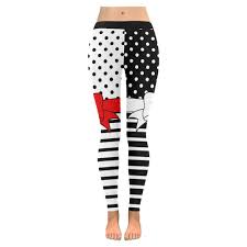 Polka Dots Stripes Black White Comic Ribbon Red Black Low Rise Leggings Invisible Stitch Model L05 Id D1710687