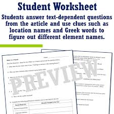 naming elements reading and worksheet
