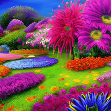 fantasy flower garden digital graphic